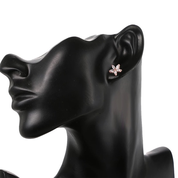 Gold Plated Flower Stud Earrings - Picture 3 of 5